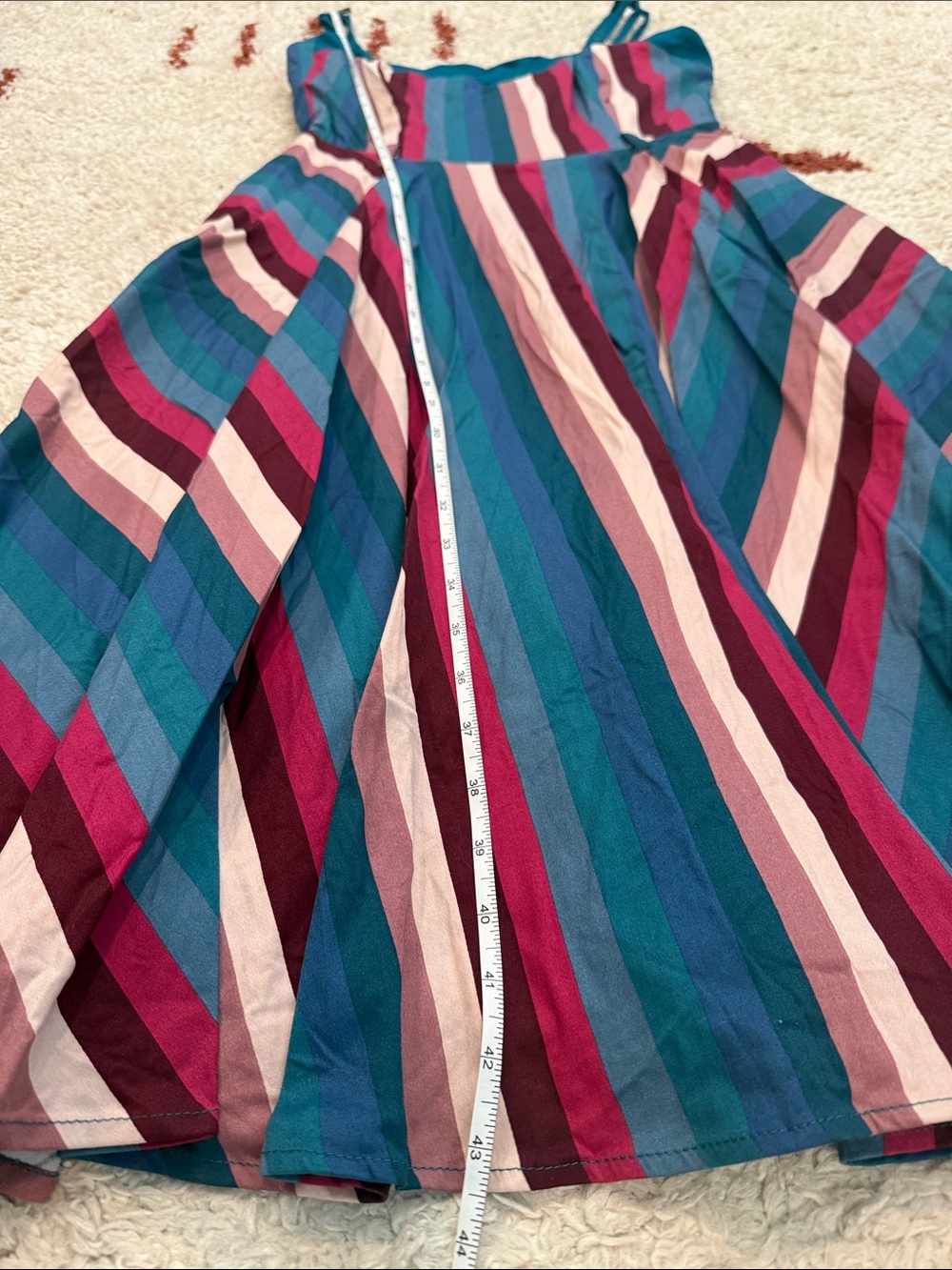 Unique Vintage Collectif Nova Paradise Teal & Pink Stripe Swing Dress - Picture 11 of 14